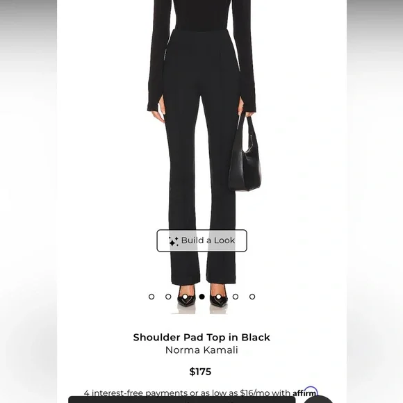 Norma Kamali shoulder pad elastic Black Long-Sleeve Top with thumbholes - Picture 2 of 8